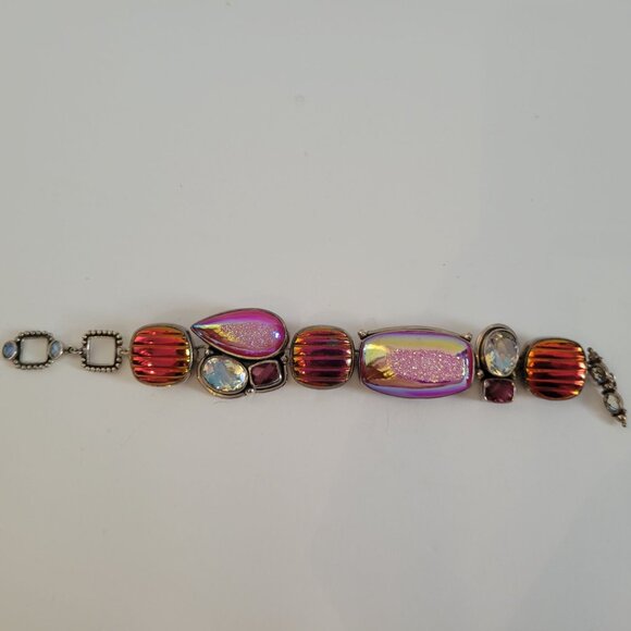 Handcrafted AKR Amy Kahn Russell Sterling Silver Multicolor Gemstone Bracelet - Picture 7 of 8